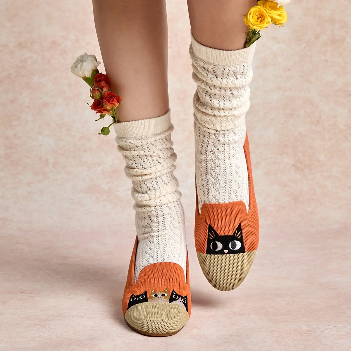 Rural Cat embroidery on VIVAIA Audrey loafer