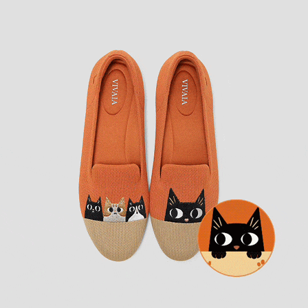 VIVAIA Audrey Rural Cat in Apricot Nude — animated embroidery