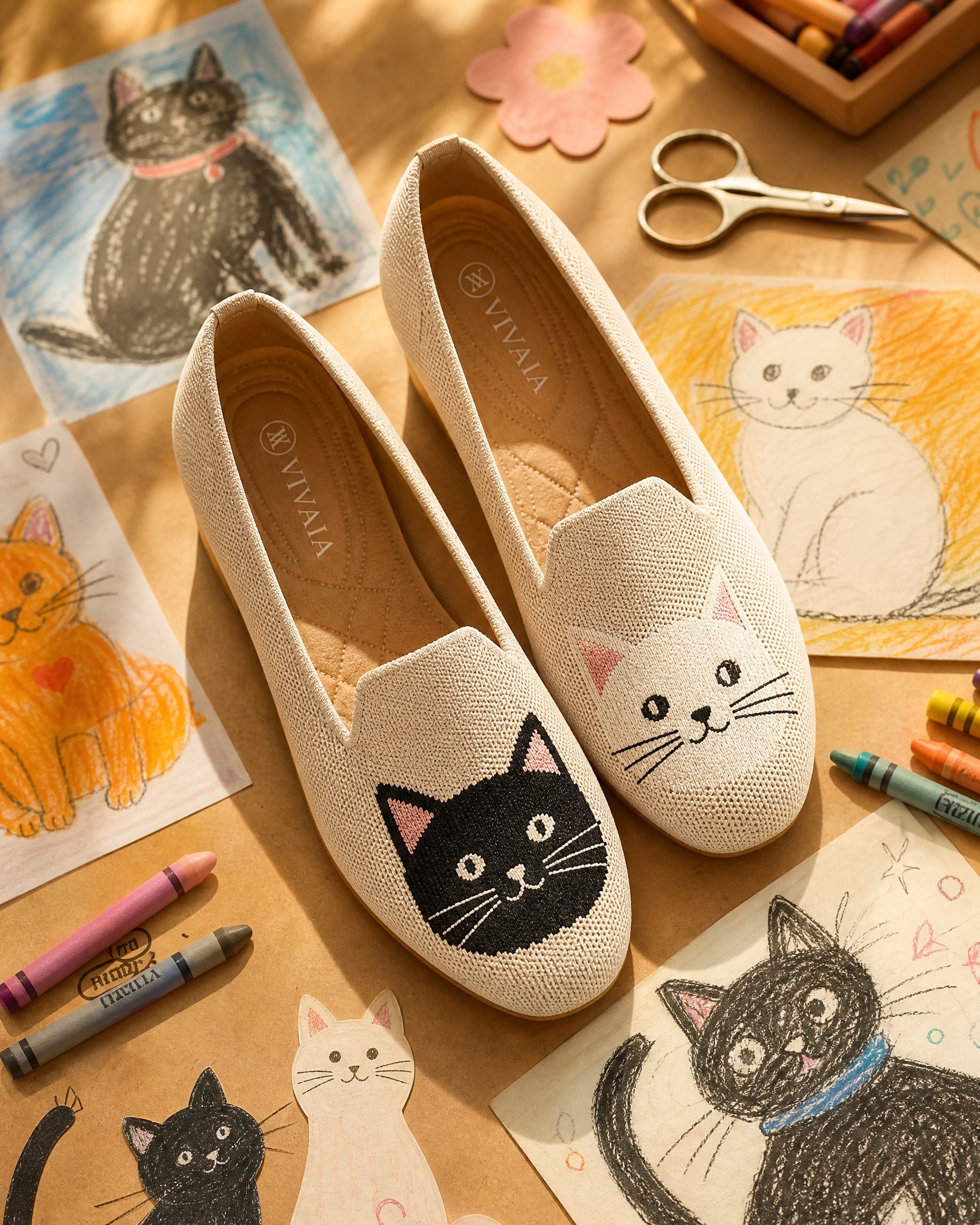 VIVAIA Audrey embroidered cat loafers