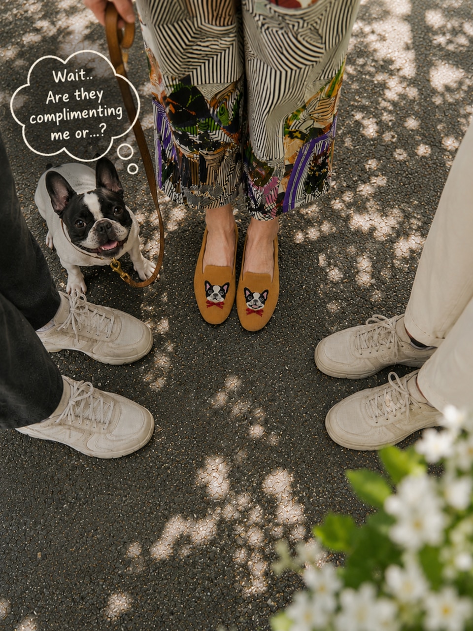 Wearing VIVAIA Audrey Frenchie loafers on a walk