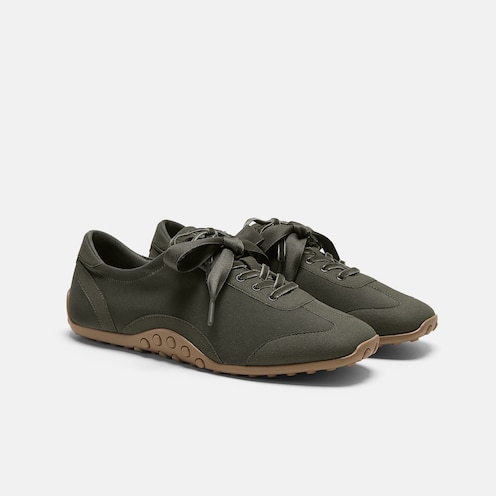 Olive recycled velvet Carol Sneakerina