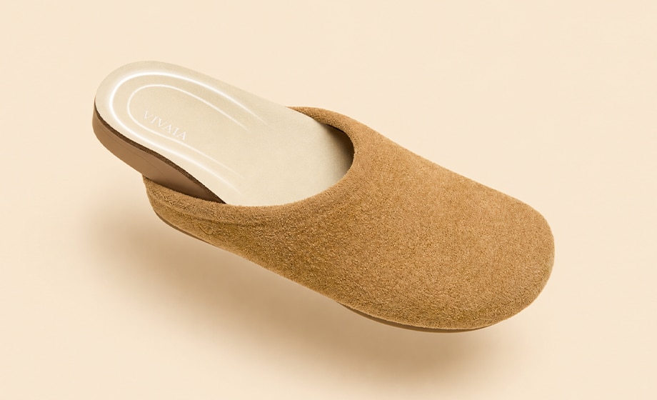 Tan Round-Toe Clog Mules with removable cushioned footbed