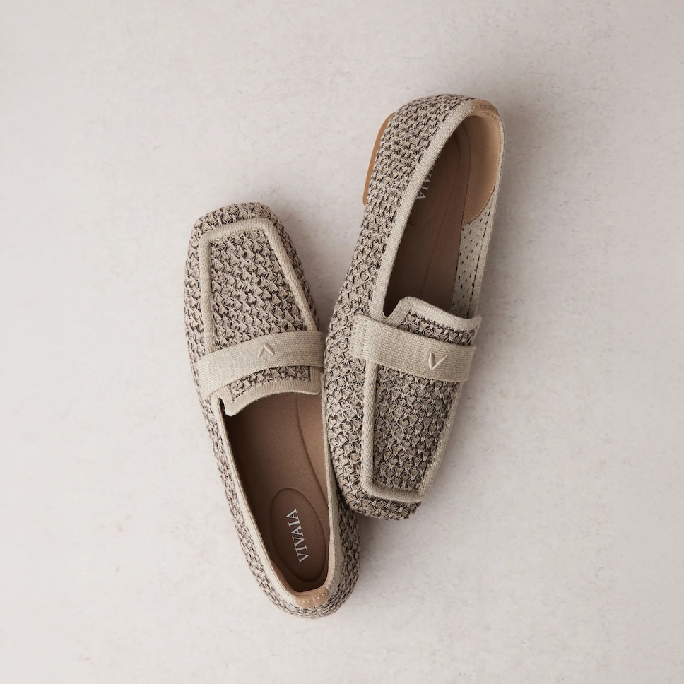 VIVAIA knit square-toe loafers shown from above