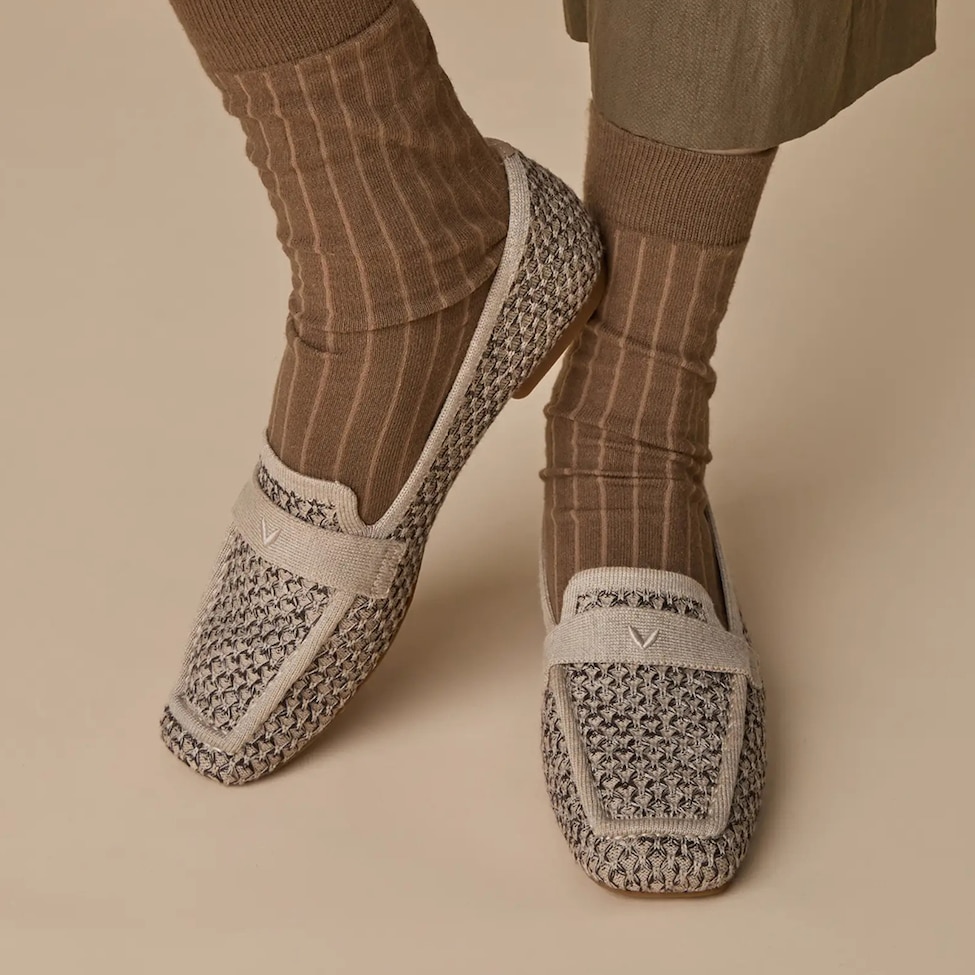 VIVAIA loafer colourway worn with socks