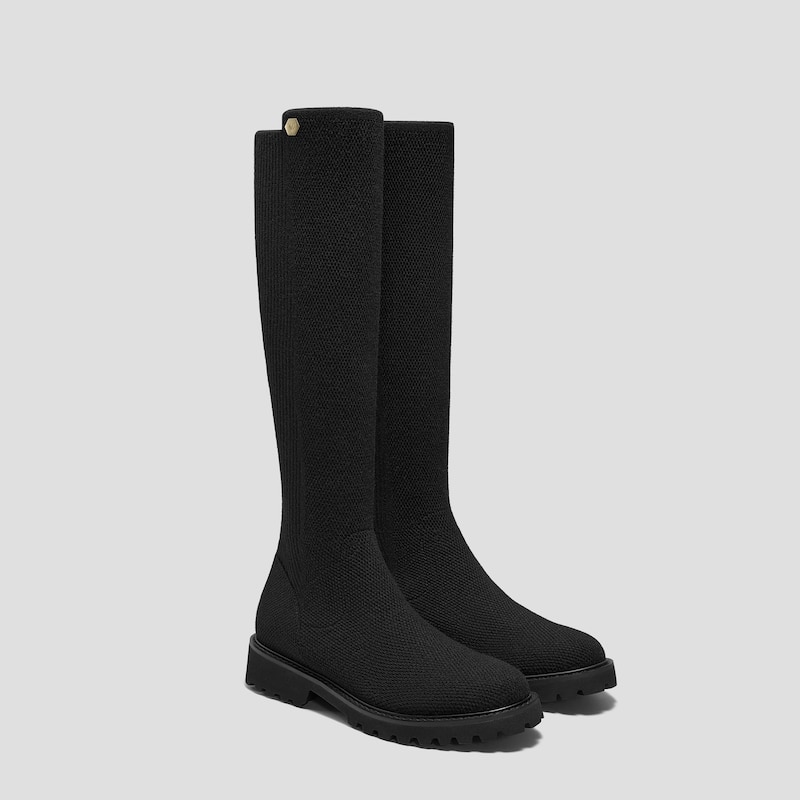 Filipa Round-Toe Stretchy Wool Knee-High Boots