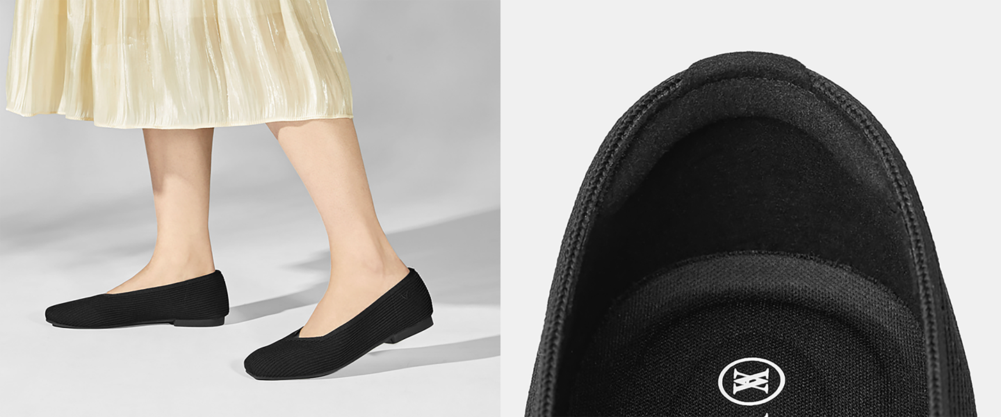 VIVAIA Squared-Toe Terry Knit Flats-walking on clouds