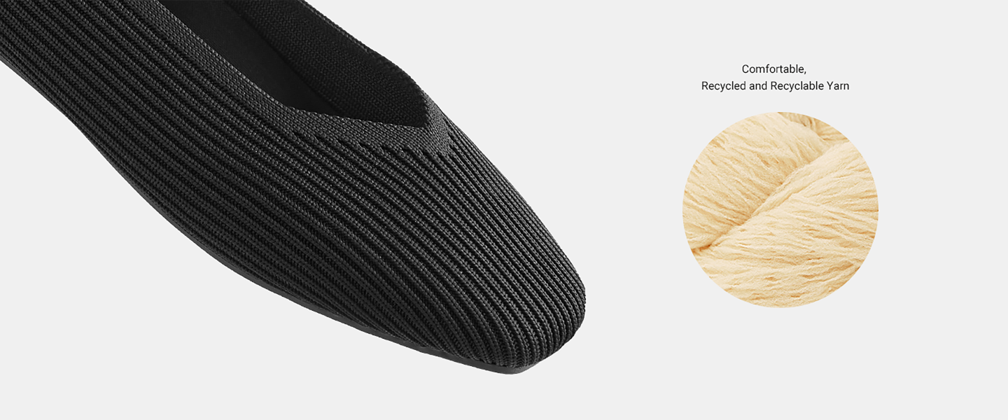 VIVAIA Squared-Toe Terry Knit Flats-walking on clouds