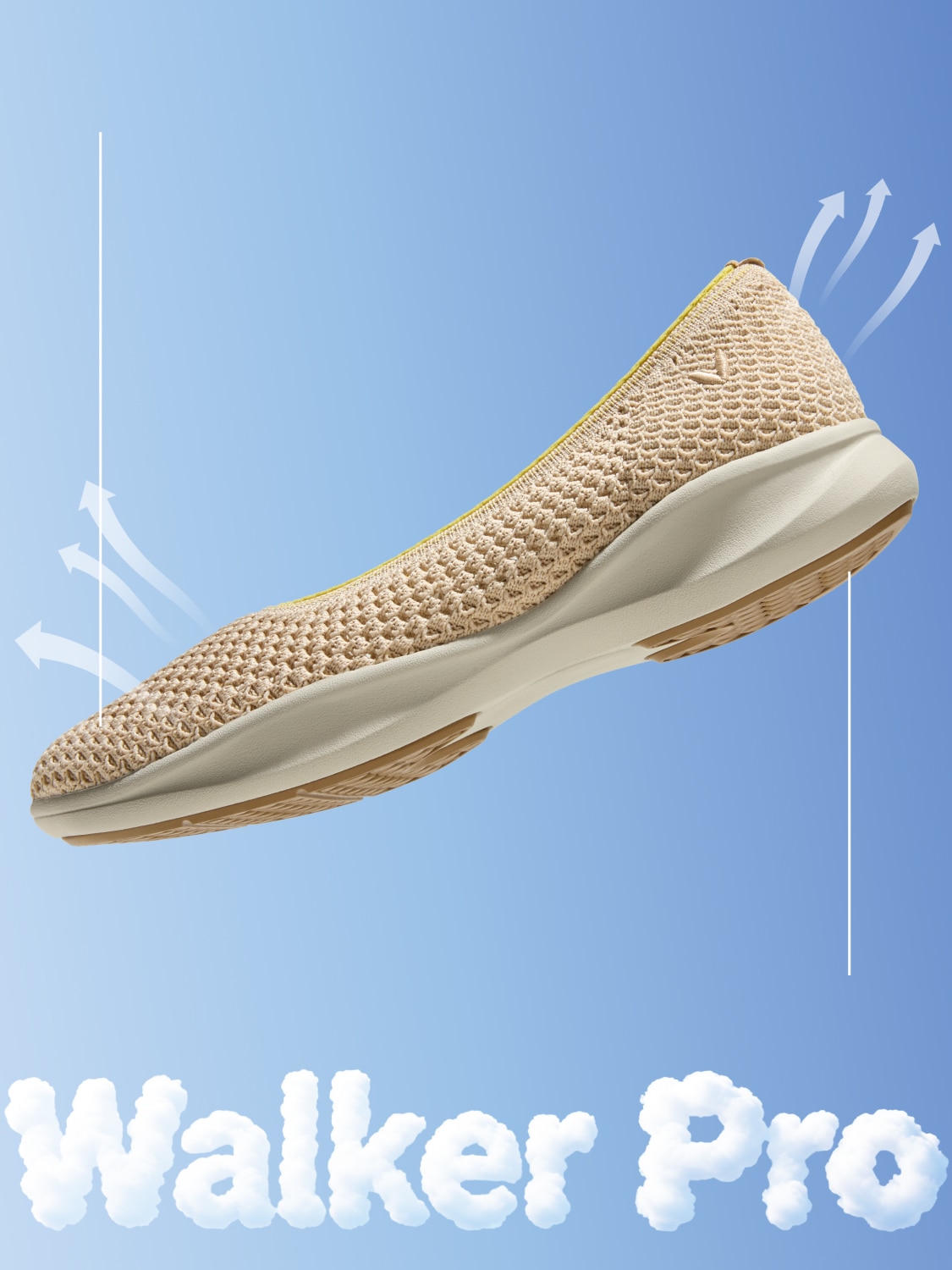 Walker Pro Hybrid Ballet Flats (Izabel), CREAM MESH, EU35 | VIVAIA