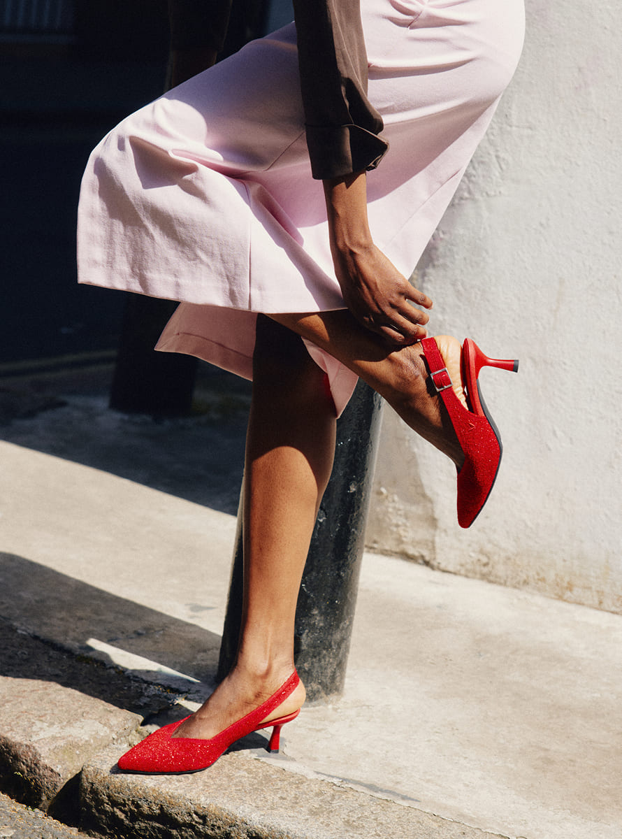 Pointed-Toe Slingback Heels