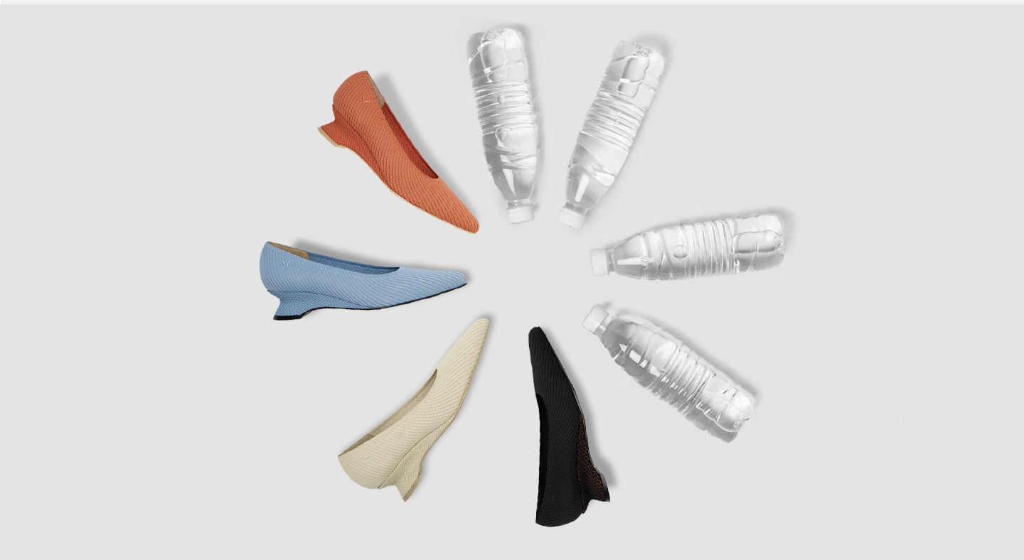 VIVAIA-Sustainable Pointed-Toe Striped Wedge Heels - plastic bottles