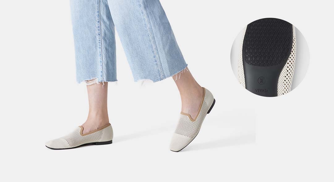 VIVAIA Reva Sustainable and comfortable Square-Toe Perforated Loafers