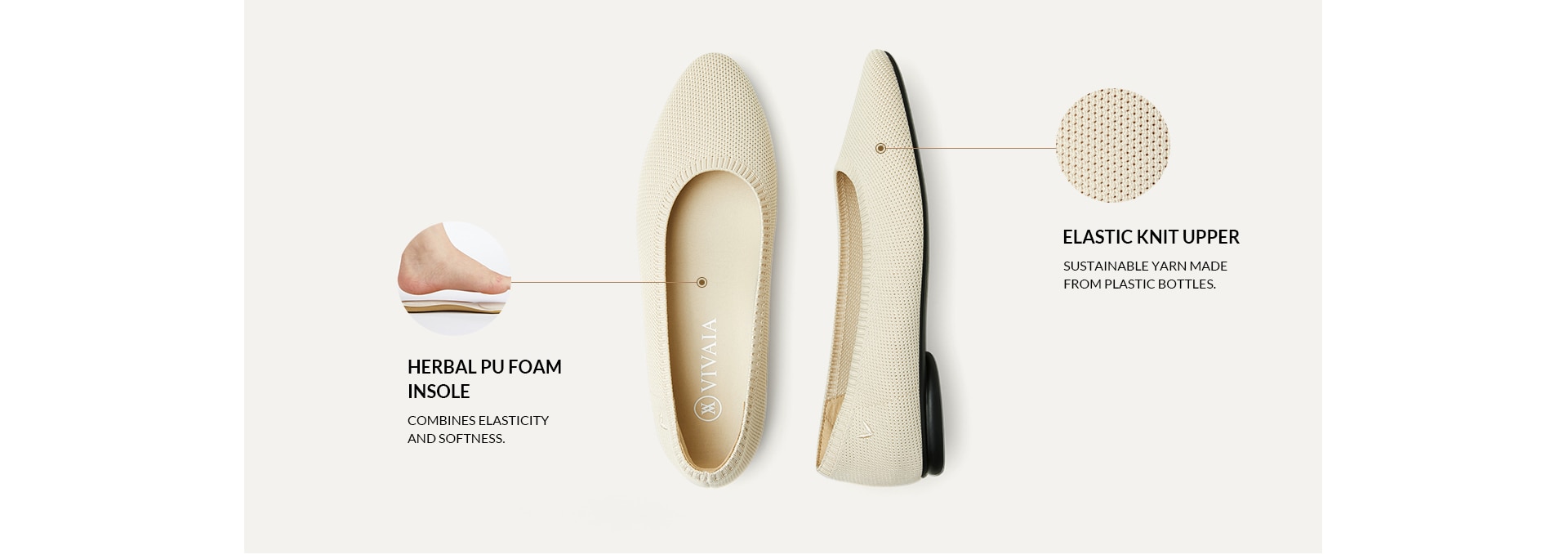 VIVAIA Tamia Round-Toe Ballet Flats features