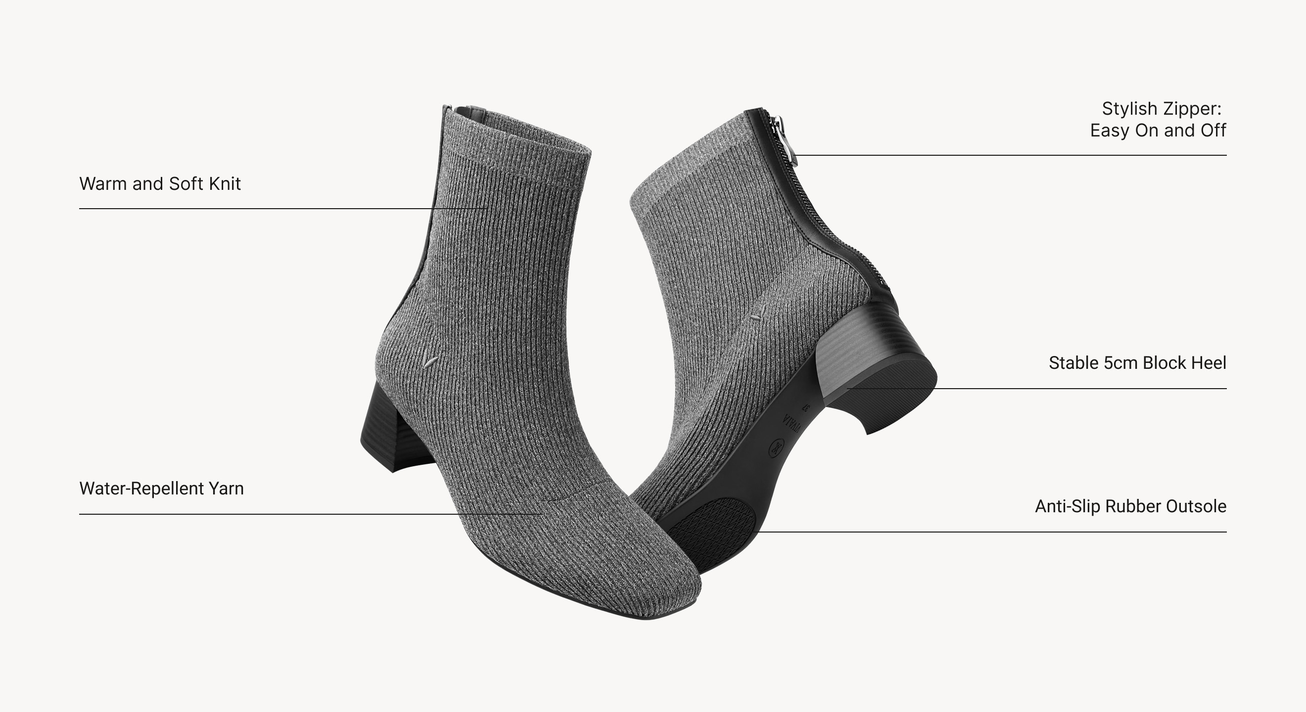 Marcella Square-Toe Water-Repellent Zipper Ankle Boots in Black