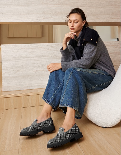 Round-Toe Platform Chunky Heel Loafers (Francesca), Black, EU39