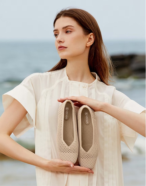 Margot Square-Toe Flats for Bunions&Wide Feet in Denim Blue-More