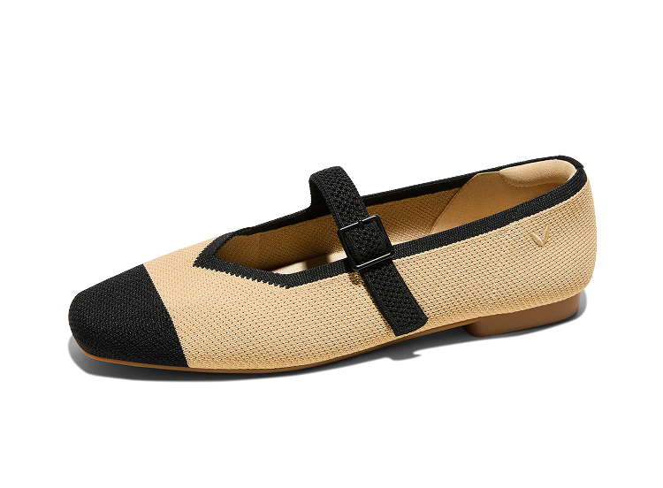 Square-Toe Mary Janes (Margot™ Mary Jane), Nude Peach & Black