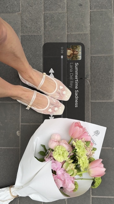 Creator photo highlighting the airy mesh and floral details