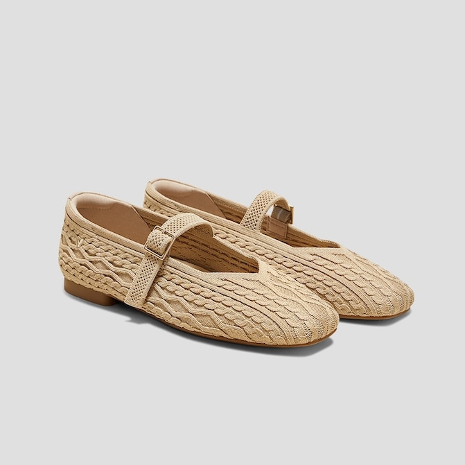 Margot™ Mary Jane in Nude Peach Cable Knit