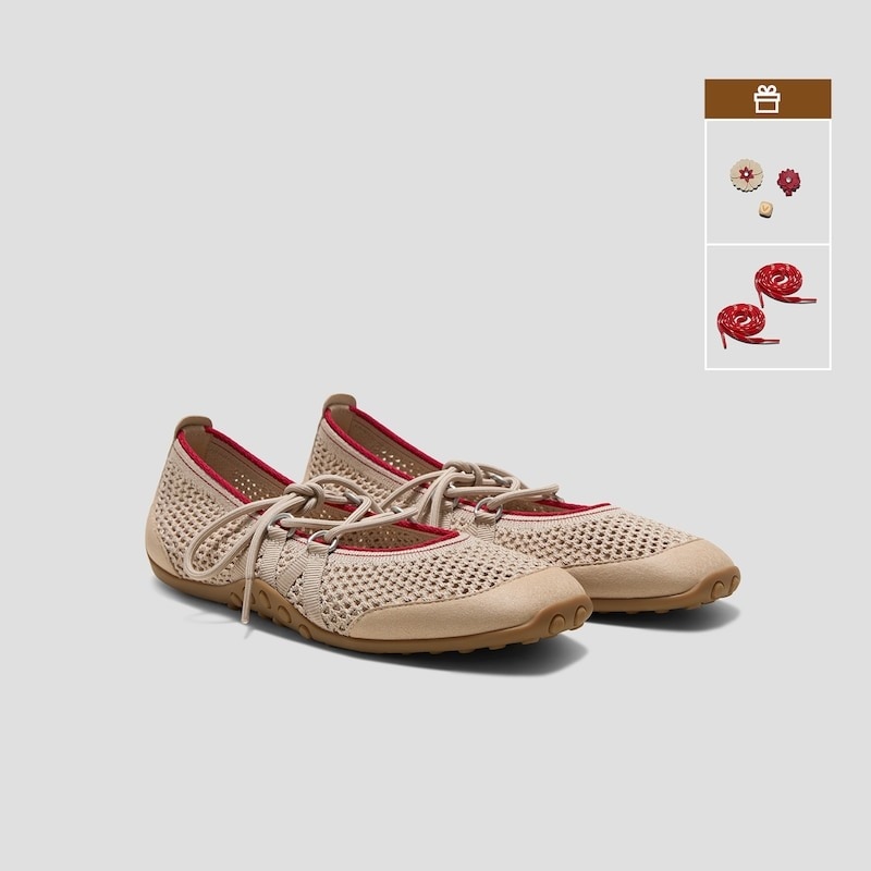 Hybrid Mesh Mary Janes in Almond Mesh