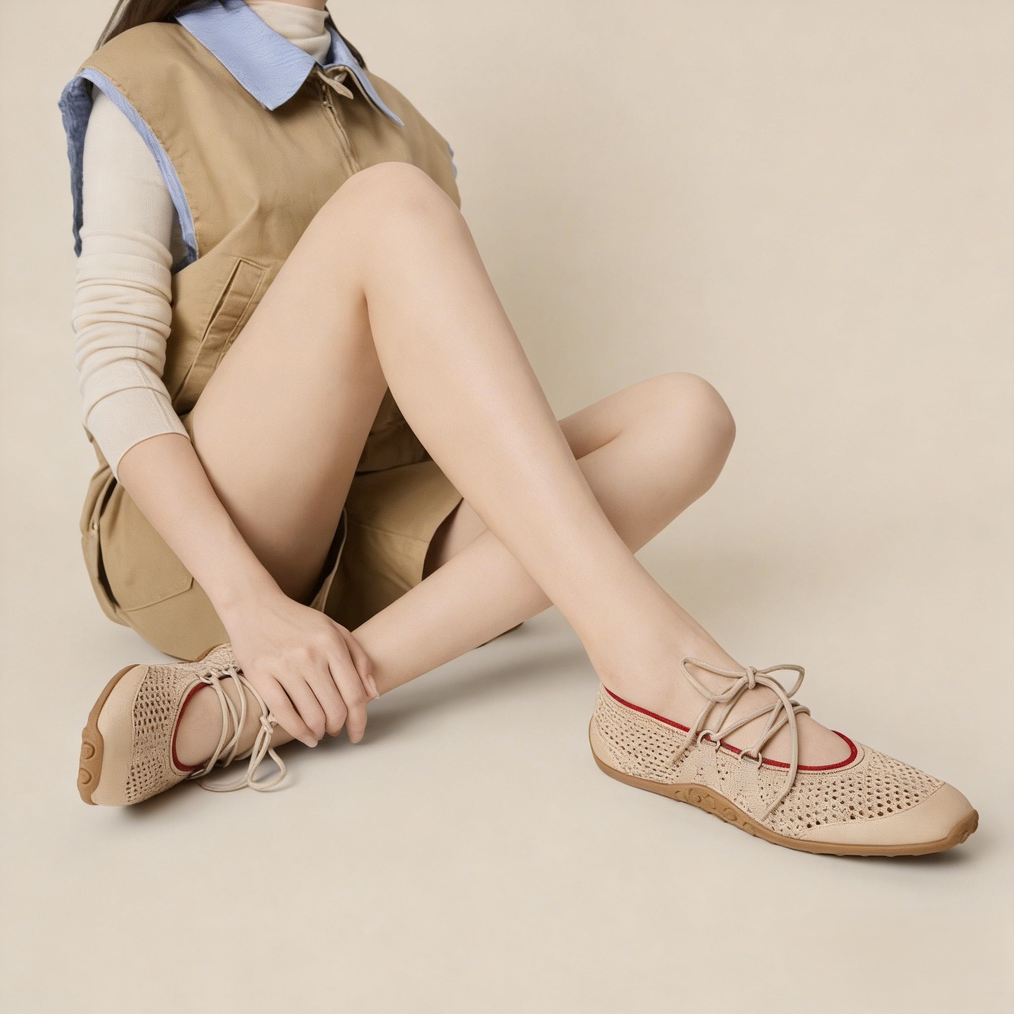 Hybrid Mesh Mary Janes styled with jeans