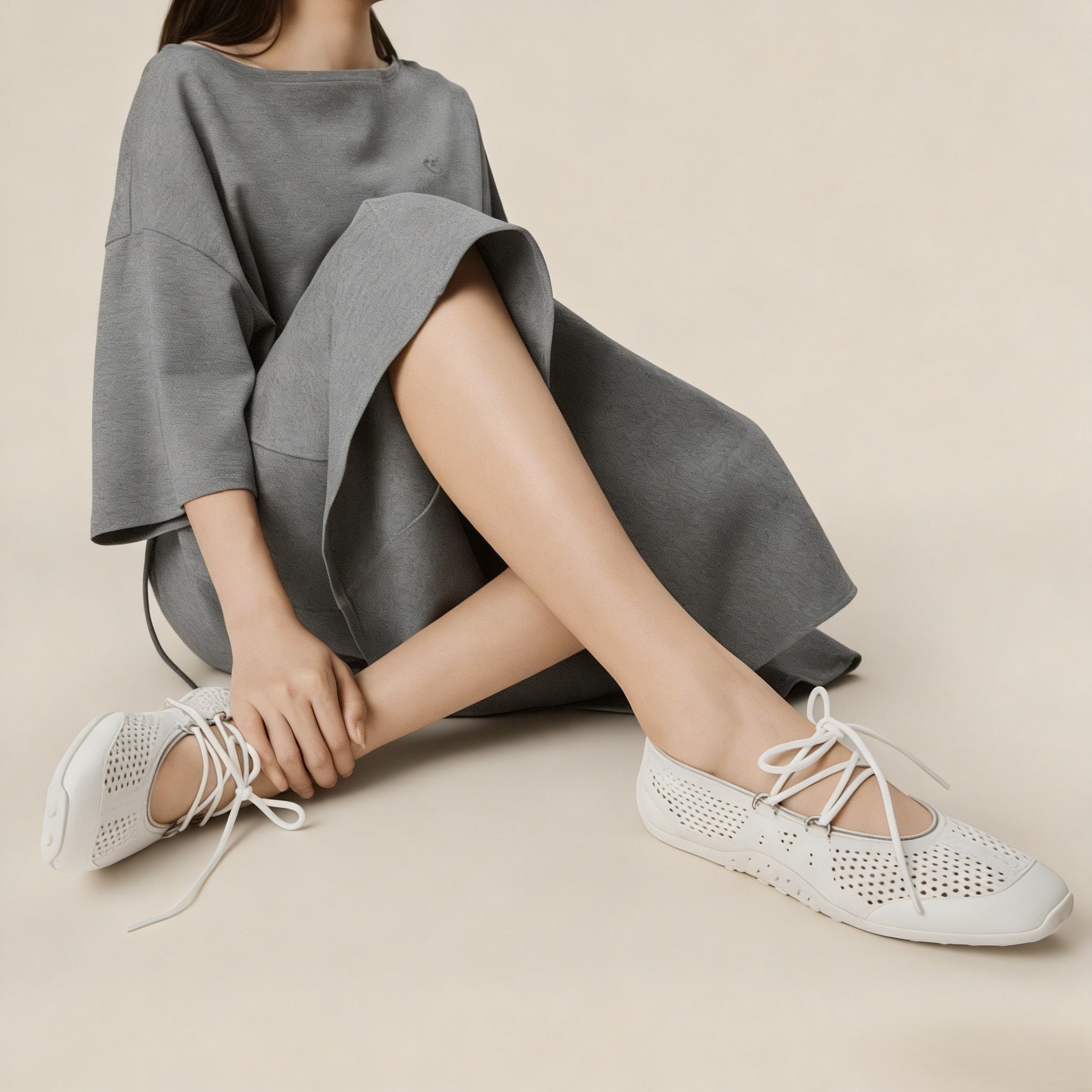 Hybrid Mesh Mary Janes styled with workwear
