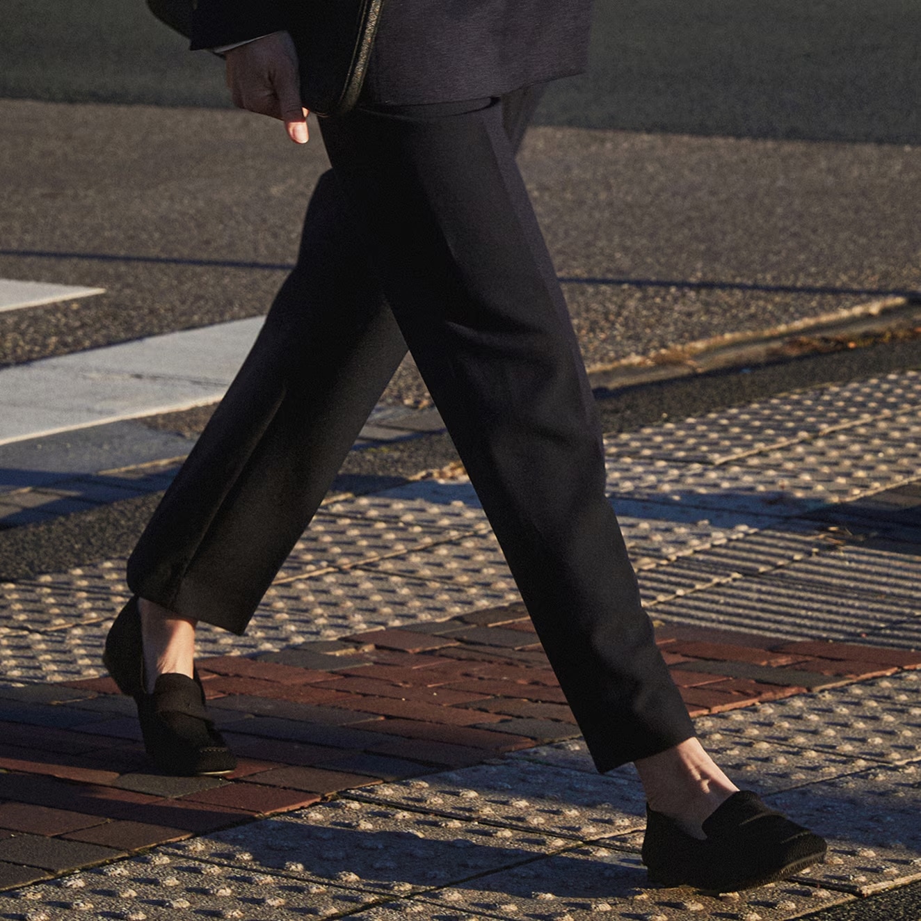 Silvie classic black knit loafer with black trousers — best walking shoes for the office