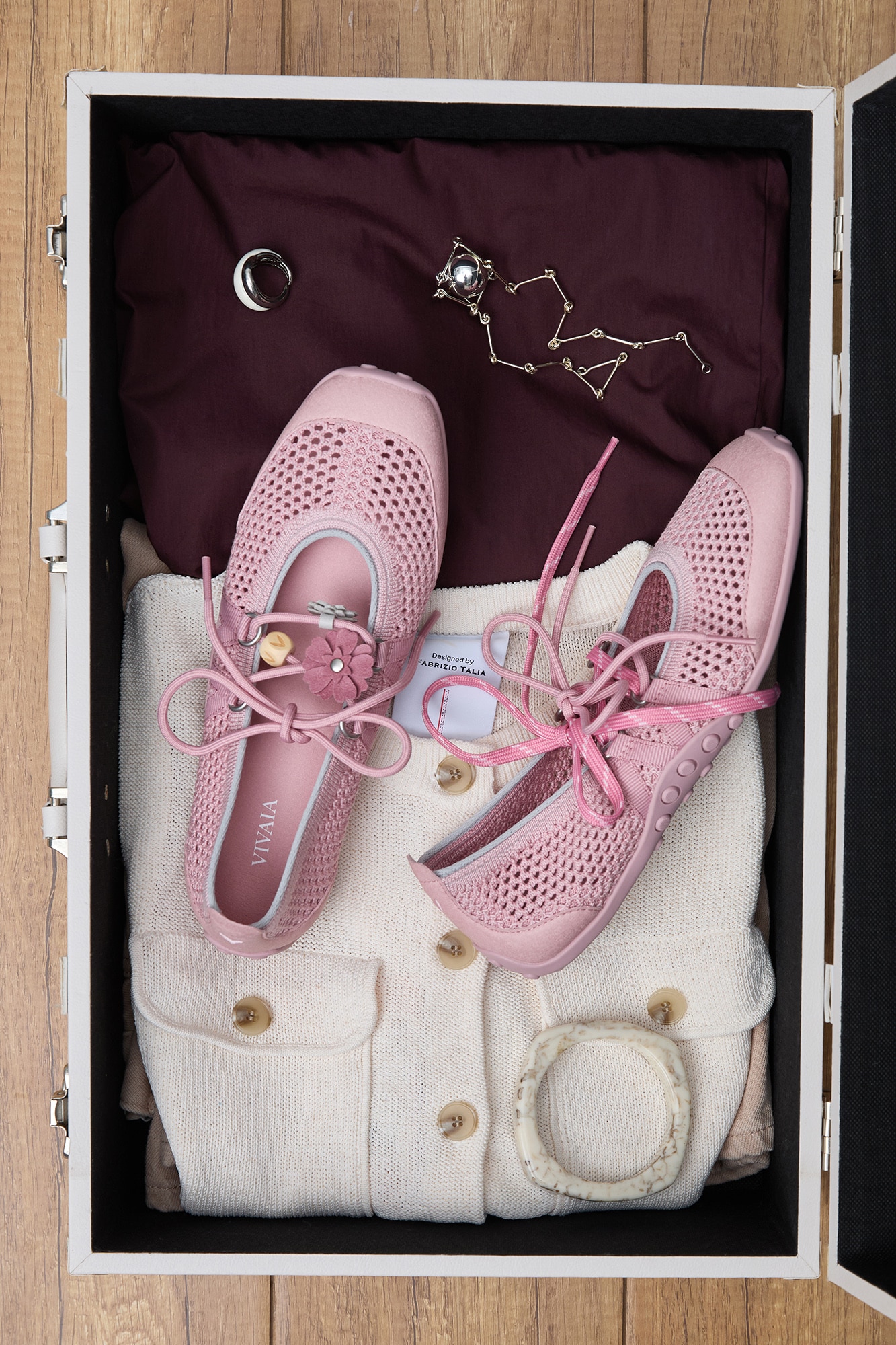 Cecily Dusty Pink in suitcase