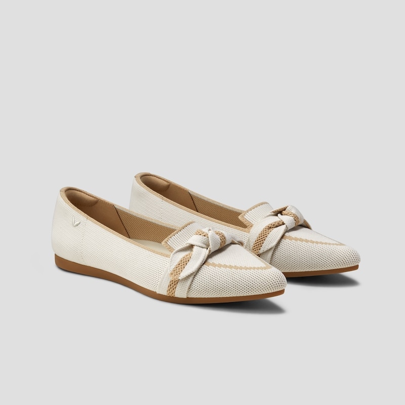 Michelle 2.0 ivory nude pointed-toe bow loafers