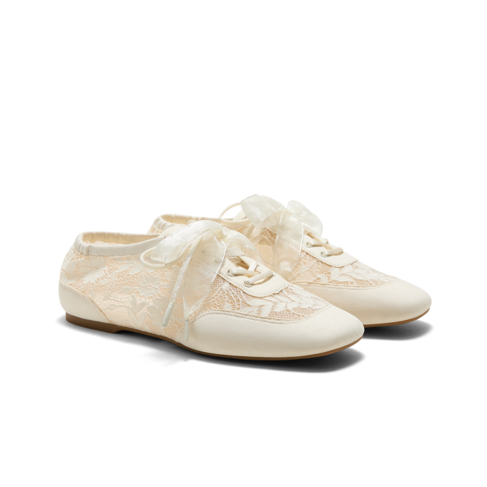 Square-Toe Lace-Up Sneakerinas (Cristina)