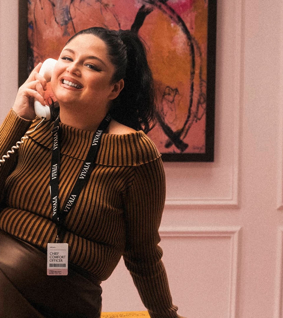 Meg Stalter in the re:work comfort department