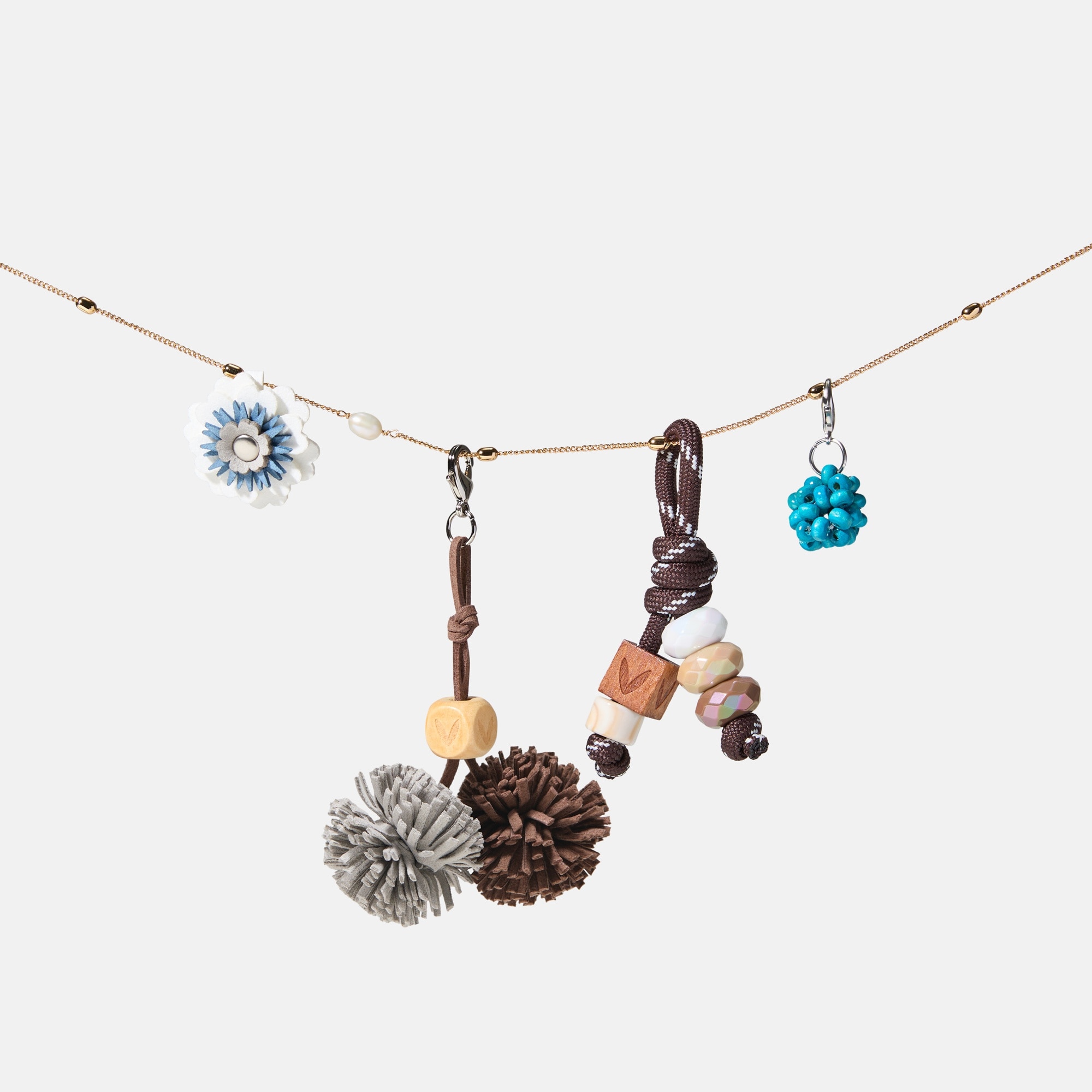 Petra blue flower and tassel shoe charms