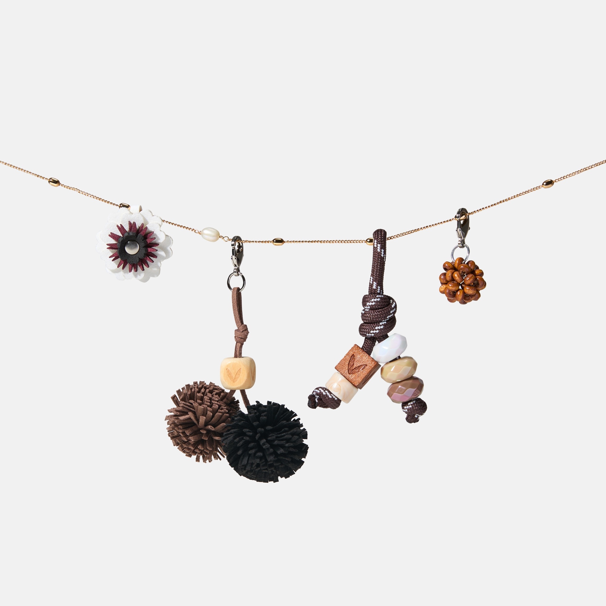 Petra Dark Chocolate flower and tassel shoe charms