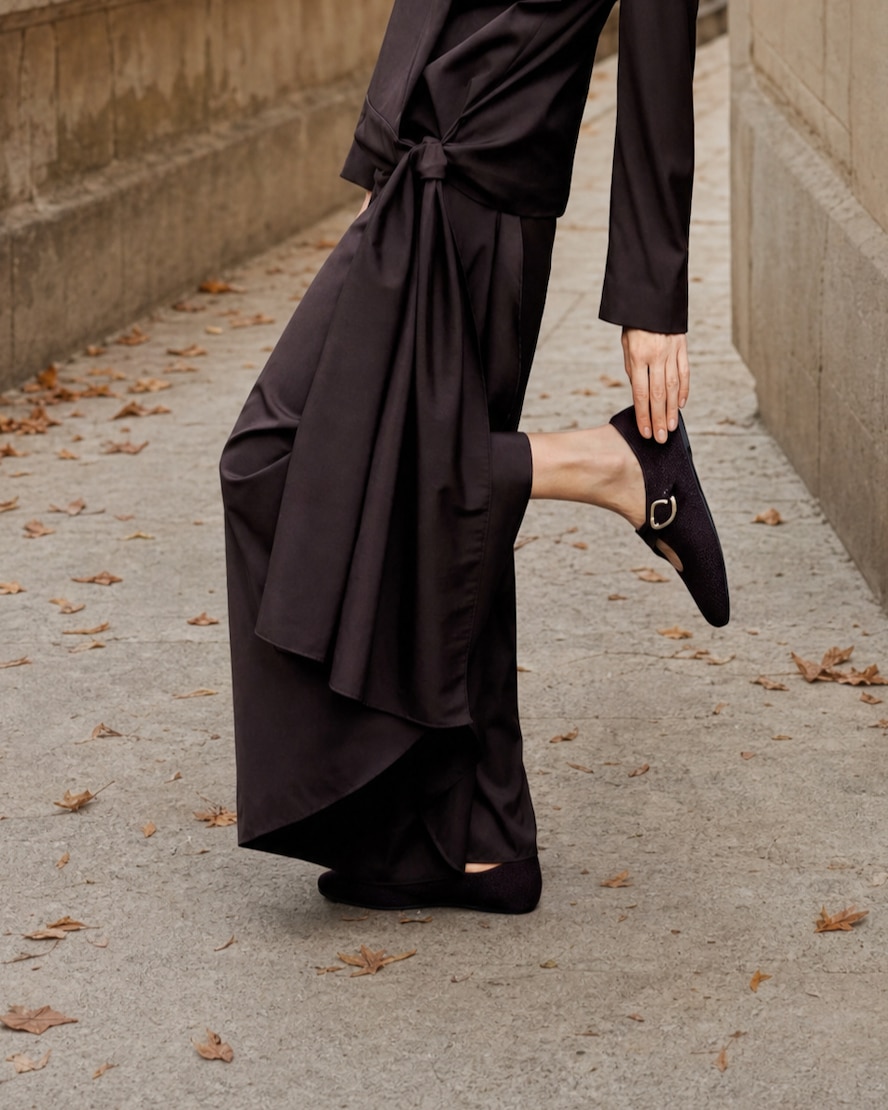 Jovin worn with an elegant black outfit on an early-fall day