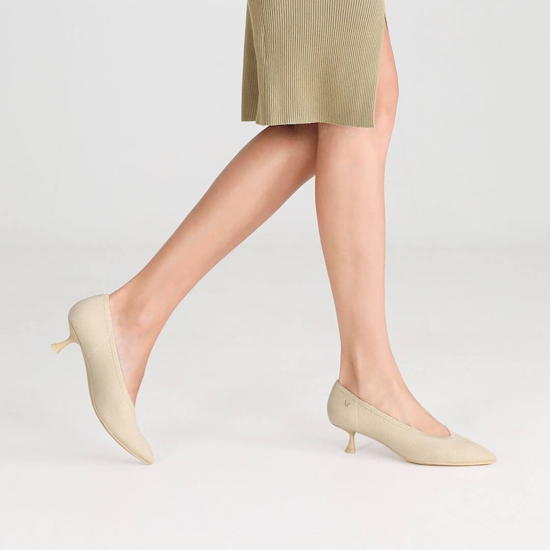 Women's Sustainable, Washable & Comfortable Kitten Heels | Gray | VIVAIA.CO