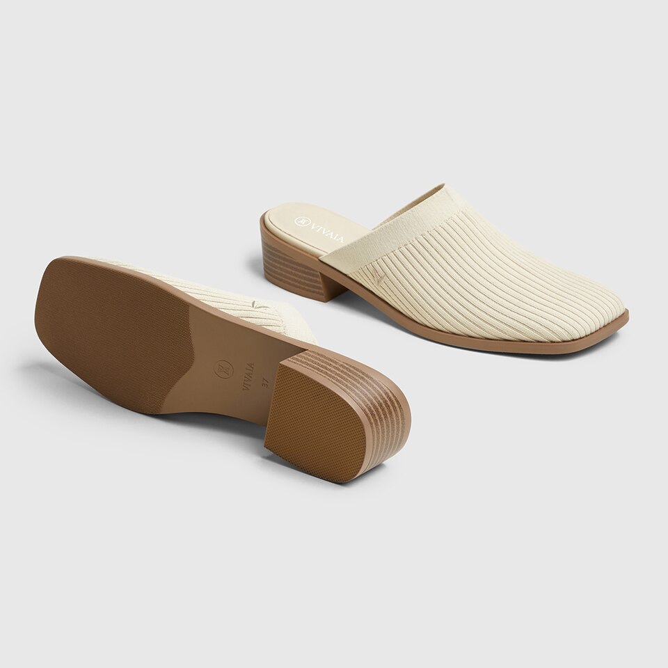 Giselle Square-toe Mules in Cream Ivory | Women's Sustainable and Stylish Shoes | VIVAIA