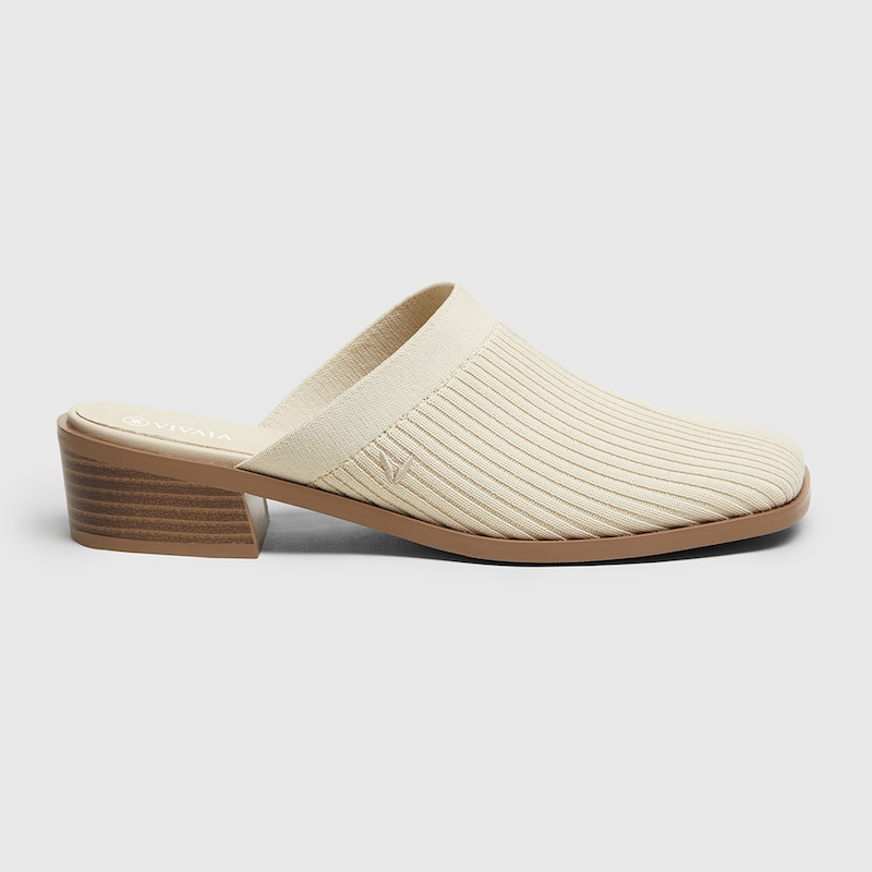 Giselle Square-toe Mules in Cream Ivory | Women's Sustainable and Stylish Shoes | VIVAIA