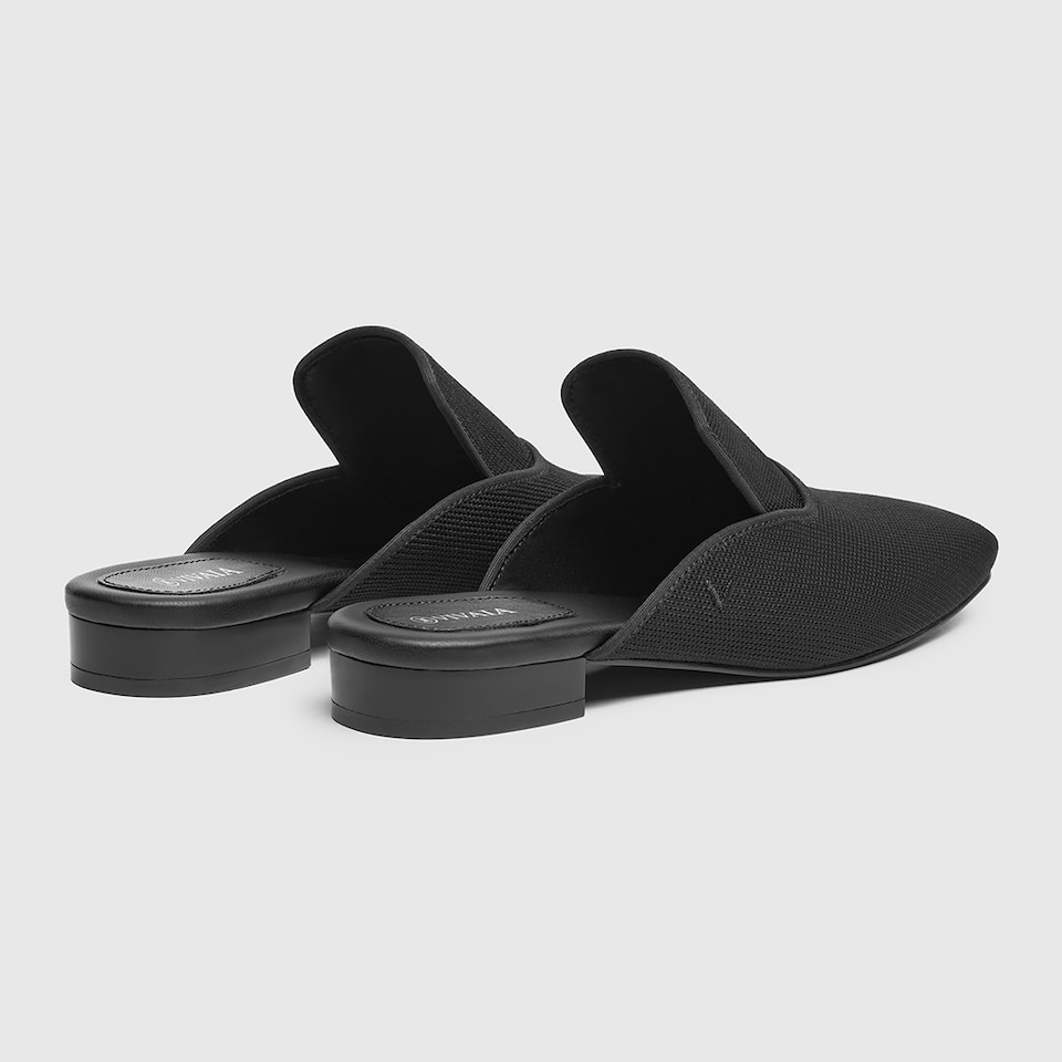 Marie Square-toe Mules in Deep Ebony-Sustainable & Washable | VIVAIA