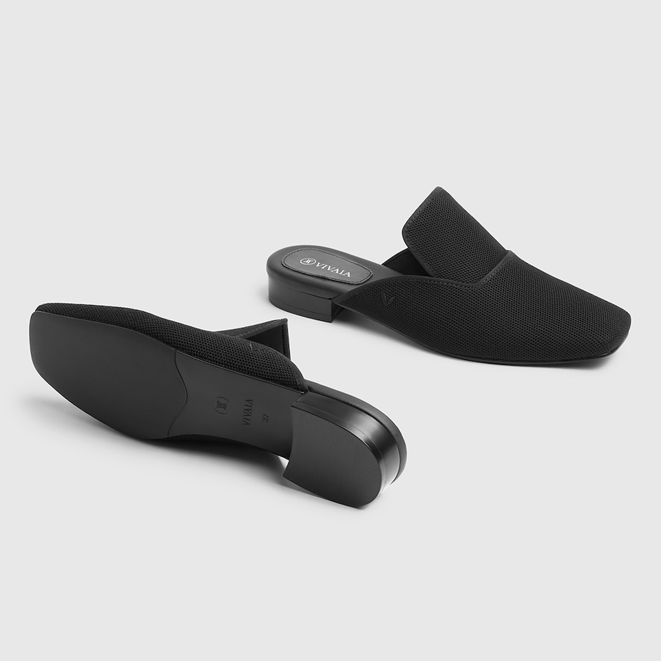 Marie Square-toe Mules in Deep Ebony-Sustainable & Washable | VIVAIA
