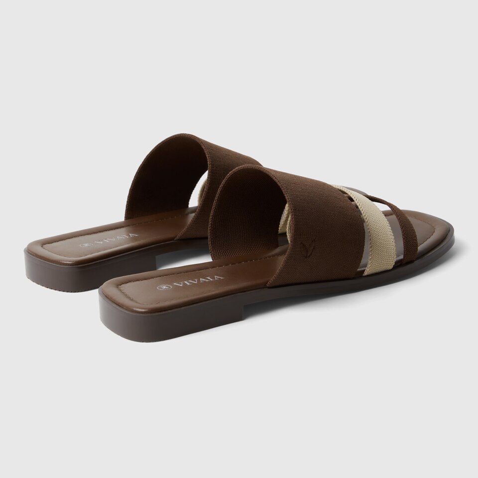 Doris Square-toe Sandals in Tan Russet | Women's Sustainable and Stylish Shoes | VIVAIA