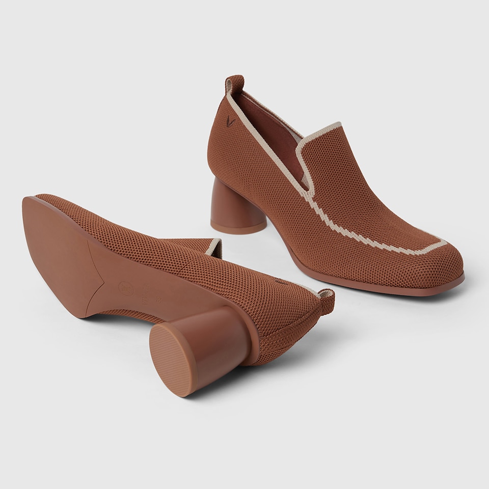Quinn Pointy Heeled Loafers in Natural Brown | Women's Sustainable and Stylish Shoes | VIVAIA