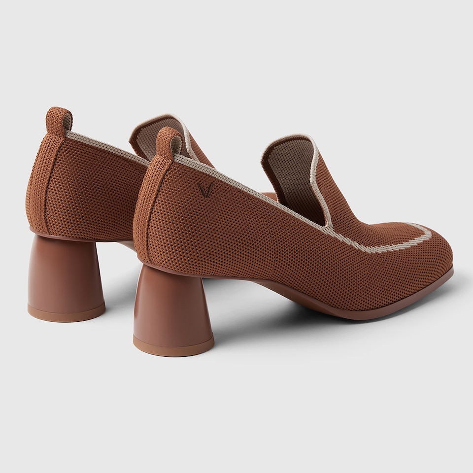 Quinn Pointy Heeled Loafers in Natural Brown | Women's Sustainable and Stylish Shoes | VIVAIA