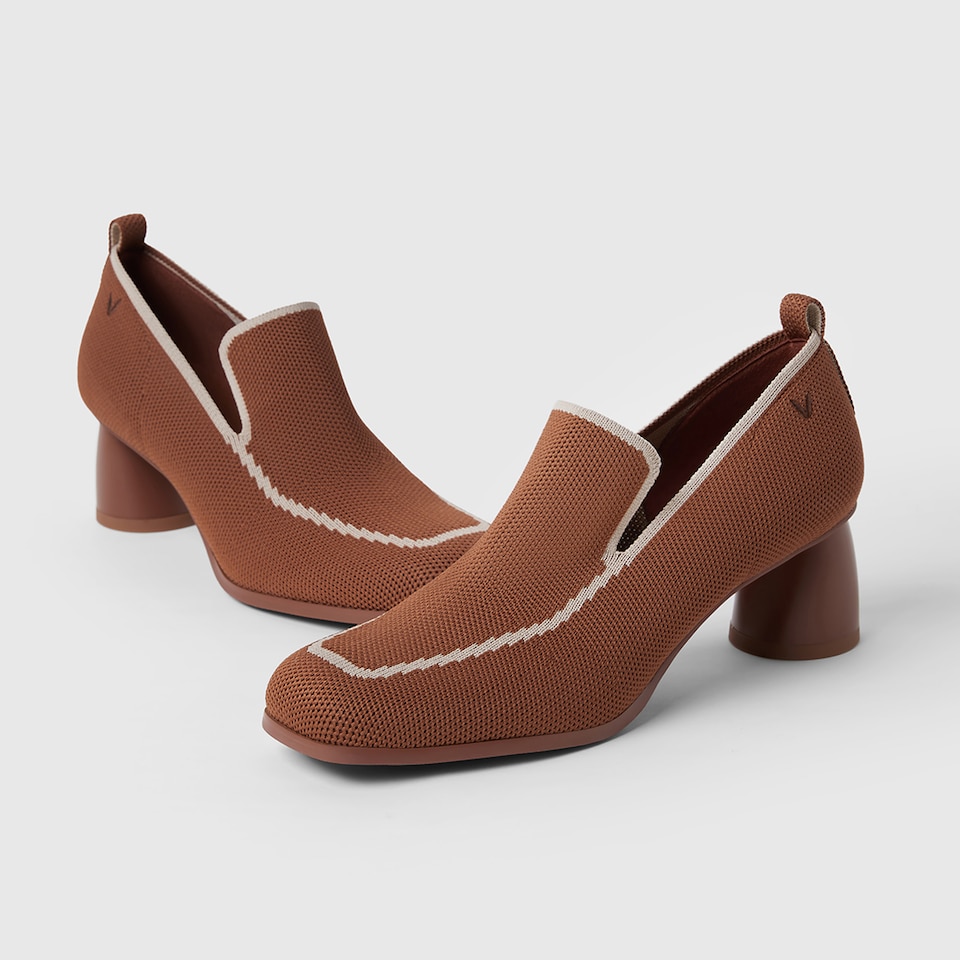 Quinn Pointy Heeled Loafers in Natural Brown | Women's Sustainable and Stylish Shoes | VIVAIA