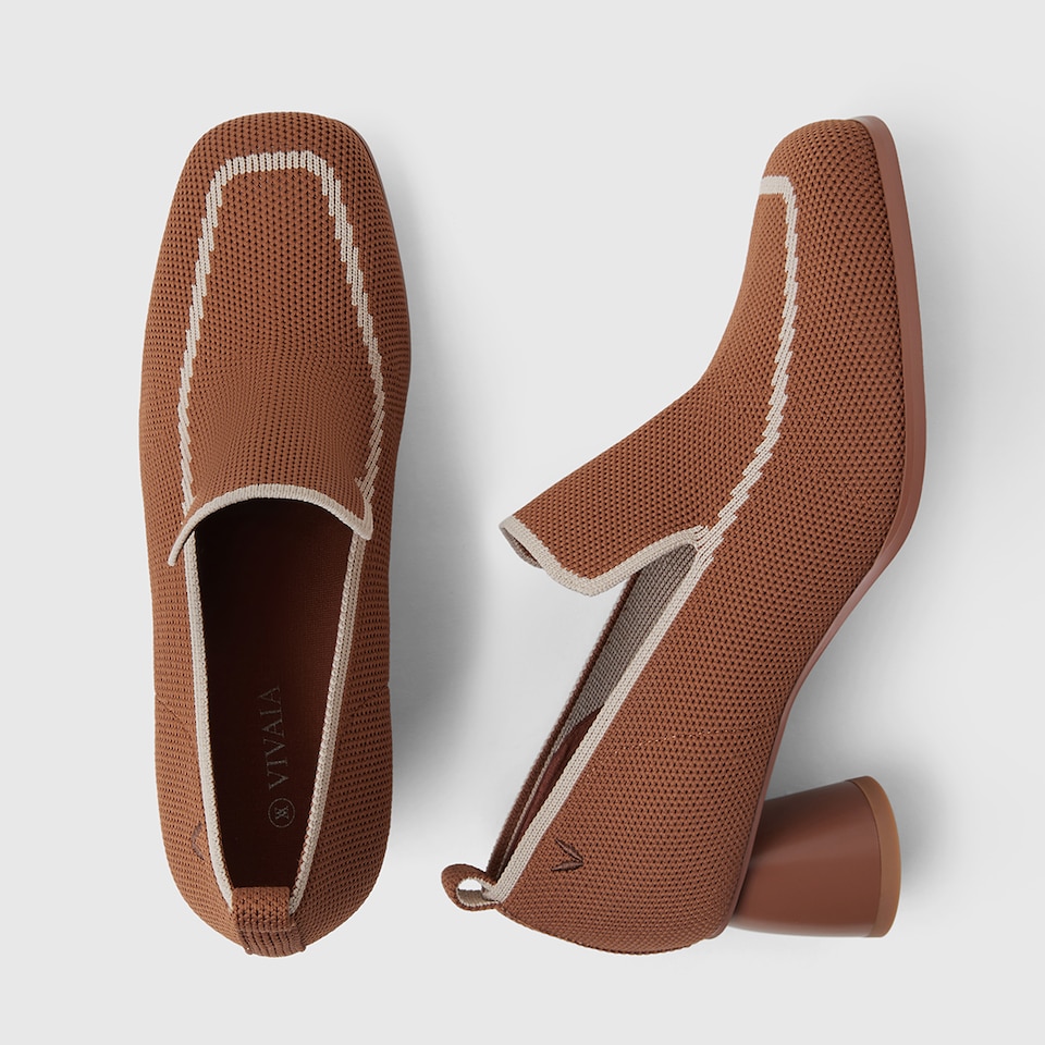 Quinn Pointy Heeled Loafers in Natural Brown | Women's Sustainable and Stylish Shoes | VIVAIA
