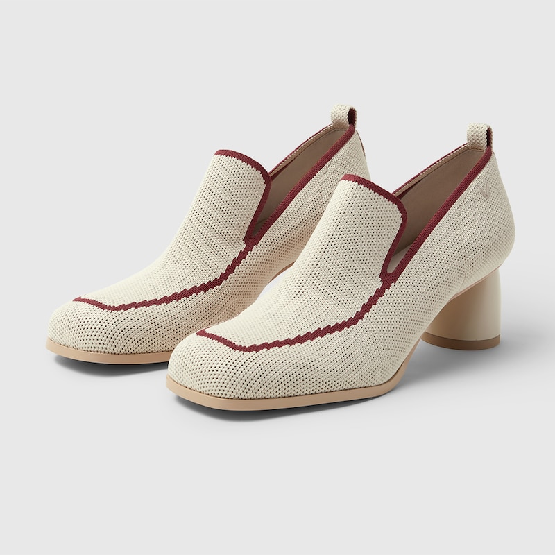 Quinn Pointy Heeled Loafers in Cream Ivory | Women's Sustainable and Stylish Shoes | VIVAIA