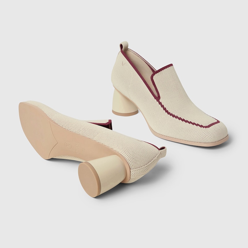 Quinn Pointy Heeled Loafers in Cream Ivory | Women's Sustainable and Stylish Shoes | VIVAIA