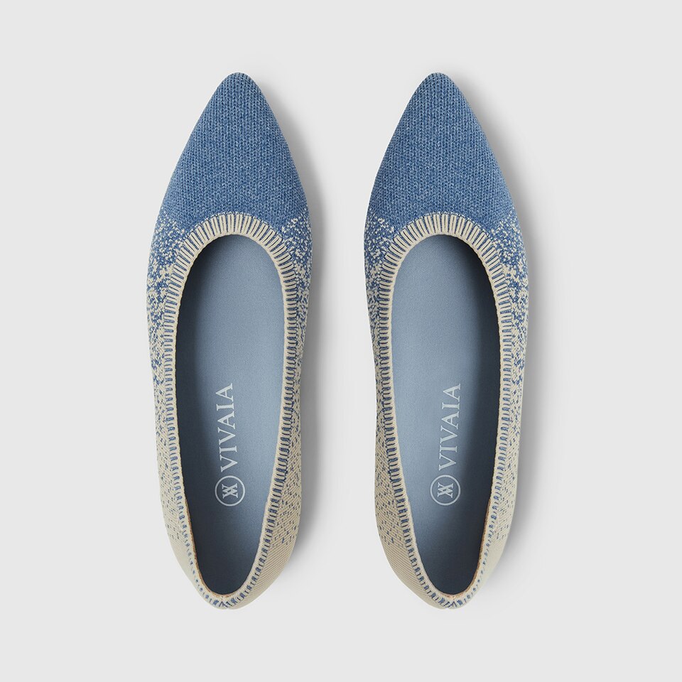 Aria 2.0 Pointy Flats in Starry Blue-Sustainable & Washable | VIVAIA