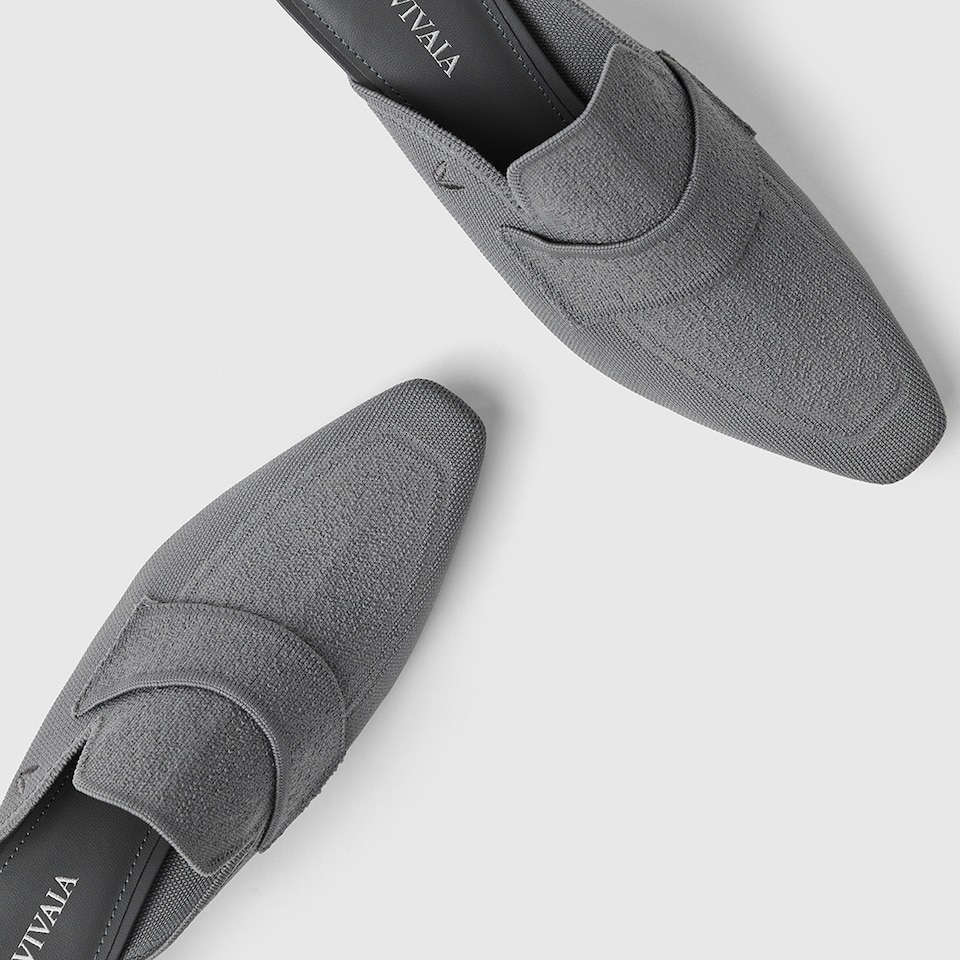 Elena Square-toe Mules in Rich Grey | Women's Sustainable and Stylish Shoes | VIVAIA
