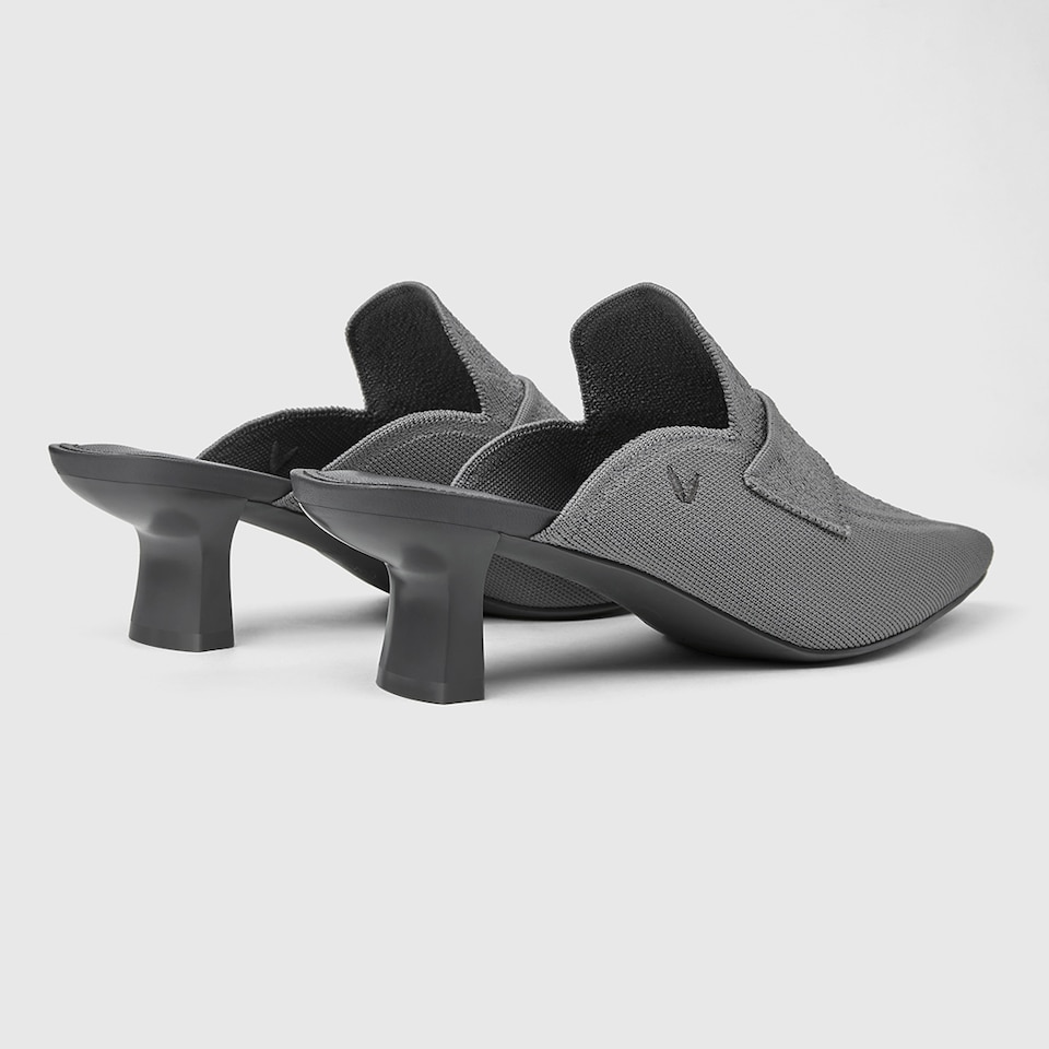 Elena Square-toe Mules in Rich Grey | Women's Sustainable and Stylish Shoes | VIVAIA