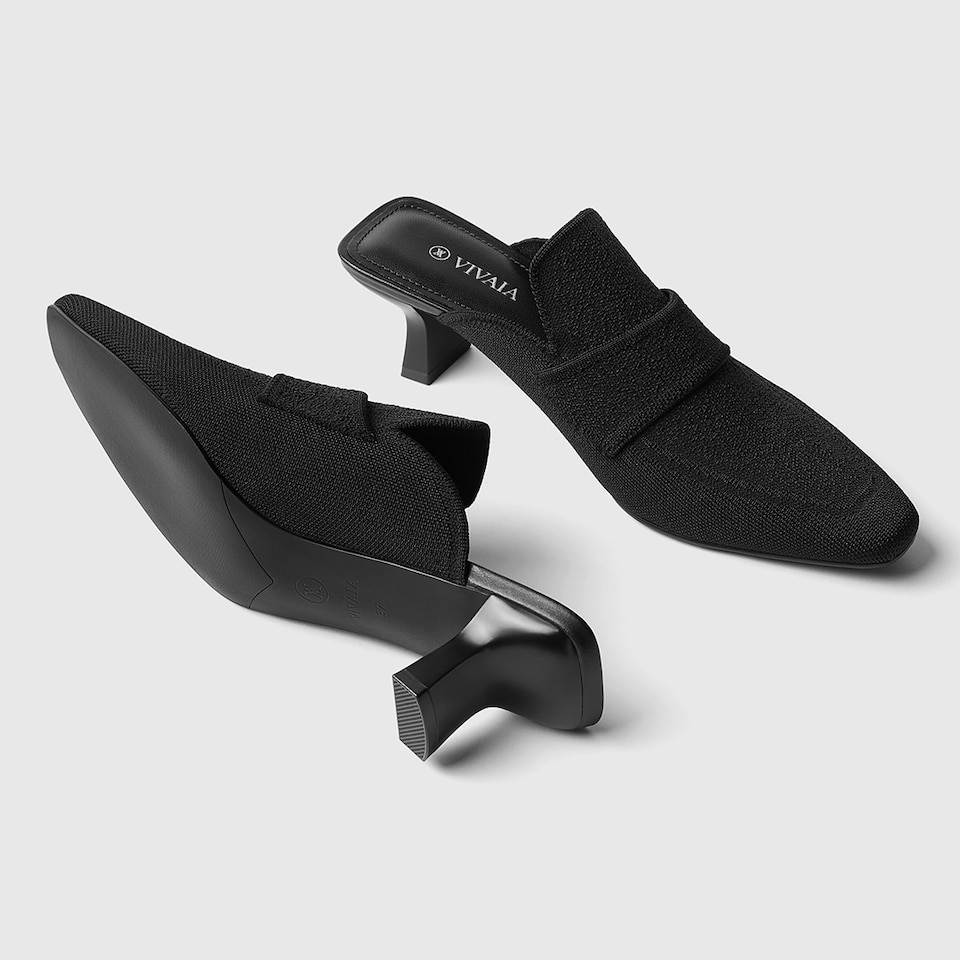 Elena Square-toe Mules in Black | Women's Sustainable and Stylish Shoes | VIVAIA
