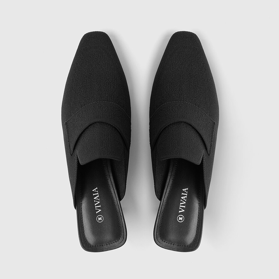 Elena Square-toe Mules in Black | Women's Sustainable and Stylish Shoes | VIVAIA